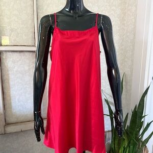 Cabernet Sleepwear Red Satin Chemise Slip Dress Adjustable Straps Size Large
